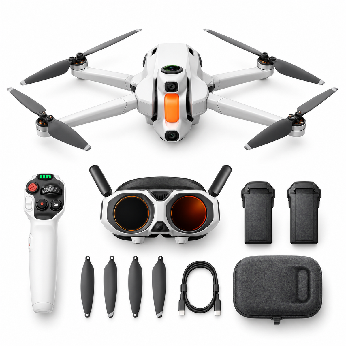 Dron FPV plegable de 360° con cámara 8K y vista de imagen térmica, dron con cámara de 249 g con gafas de vuelo, control de movimiento, detección de obstáculos y retorno automático